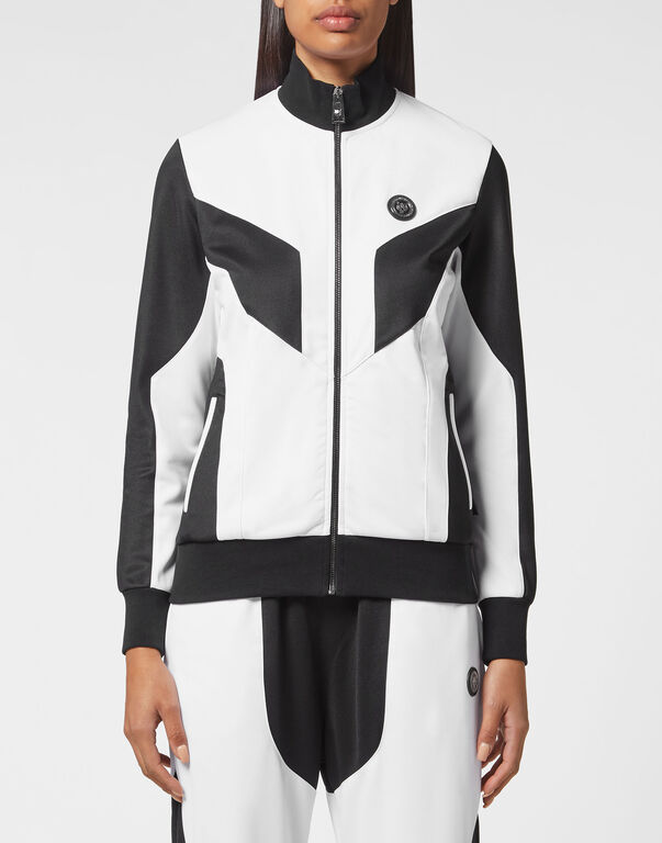 Plein Sport Jogging Set: Zip-up Jacket + Pants Statement White / Black