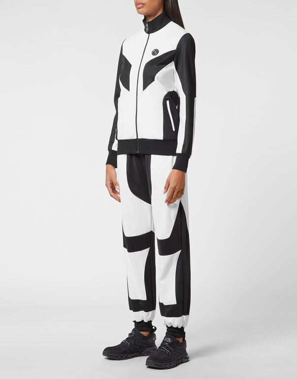 Plein Sport Jogging Set: Zip-up Jacket + Pants Statement White / Black