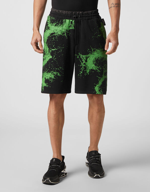 Plein Sport Jogging Shorts Splash Extreme Black+green Fluo
