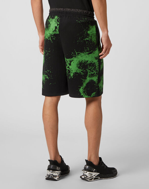 Plein Sport Jogging Shorts Splash Extreme Black+green Fluo