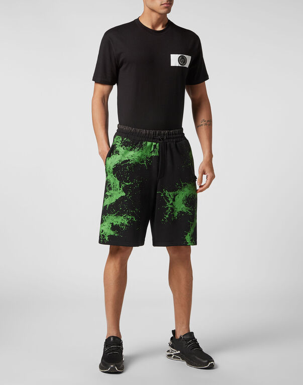 Plein Sport Jogging Shorts Splash Extreme Black+green Fluo