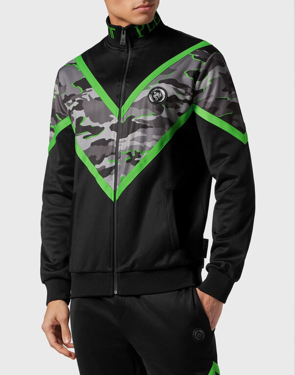 Plein Sport Jogging Tracksuit: Top/Trousers Neon Amazon Edition (Camouflage) Black+green Fluo