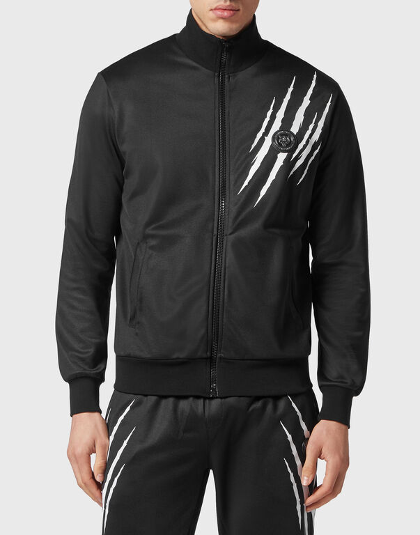 Plein Sport Jogging Tracksuit:Top/Trousers Scratch Black / White