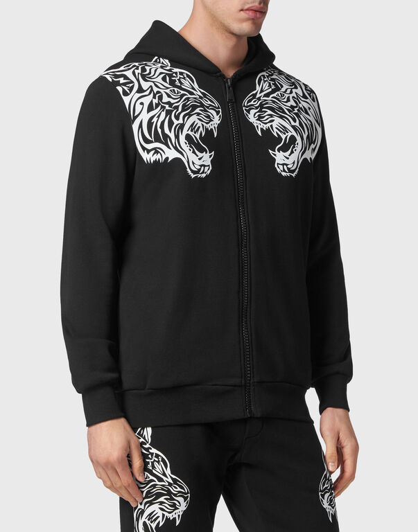 Plein Sport Jogging Tracksuit: Top/Trousers Tiger Black / White