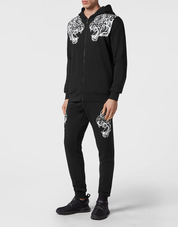 Plein Sport Jogging Tracksuit: Top/Trousers Tiger Black / White