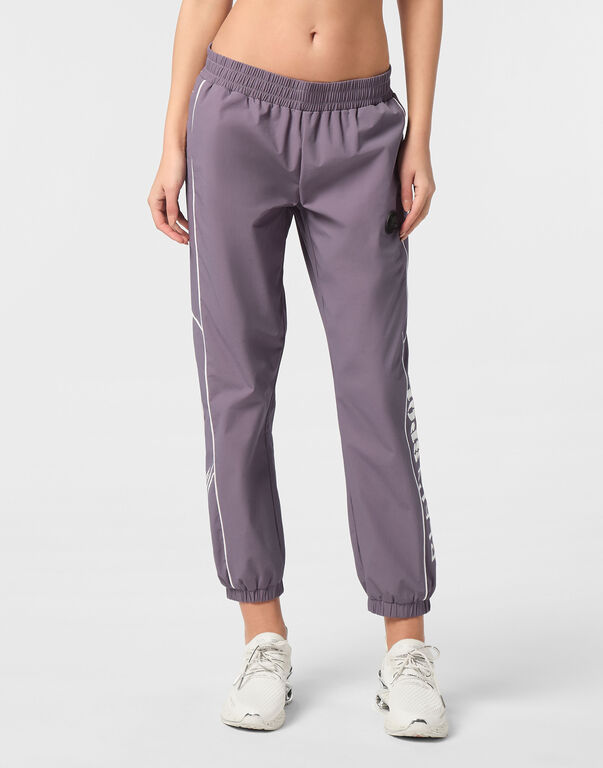 Plein Sport Nylon Loose Fit Piping Jogging Pants Scratch Purple