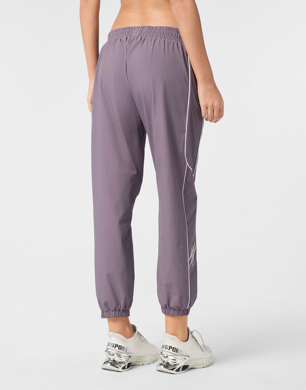 Plein Sport Nylon Loose Fit Piping Jogging Pants Scratch Purple