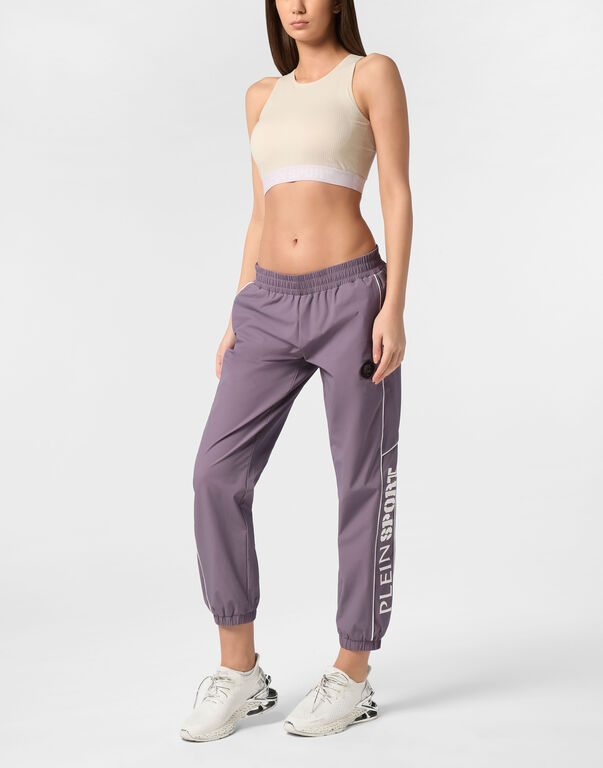 Plein Sport Nylon Loose Fit Piping Jogging Pants Scratch Purple