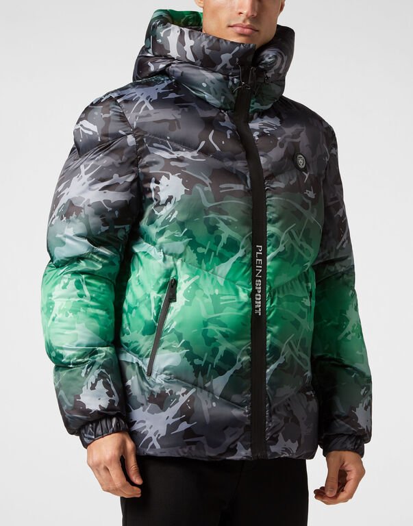 Plein Sport Nylon Padded Jacket Neon Amazon Edition (Camouflage) Black+green Fluo