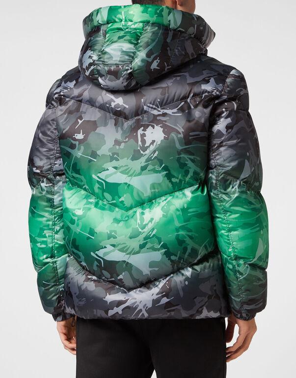 Plein Sport Nylon Padded Jacket Neon Amazon Edition (Camouflage) Black+green Fluo