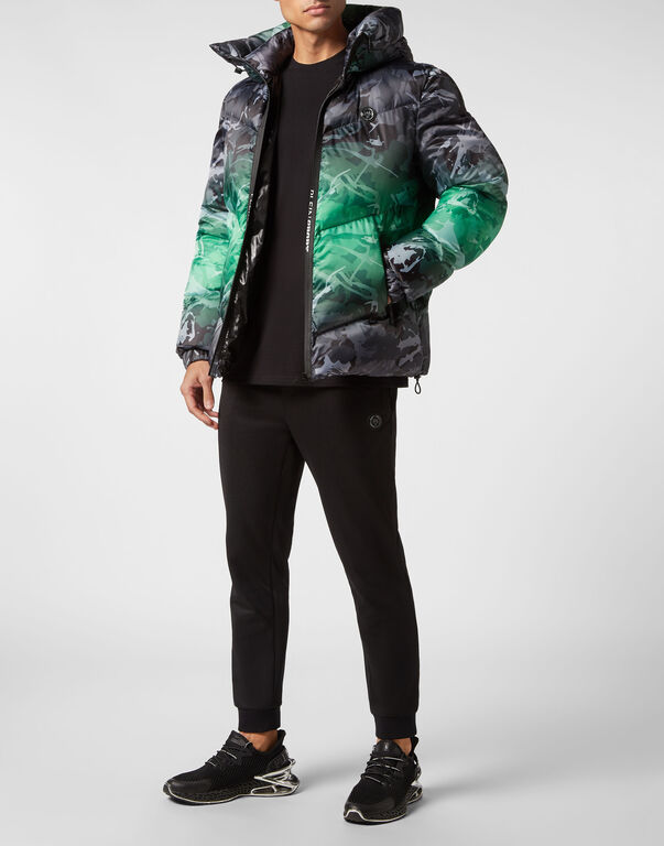 Plein Sport Nylon Padded Jacket Neon Amazon Edition (Camouflage) Black+green Fluo