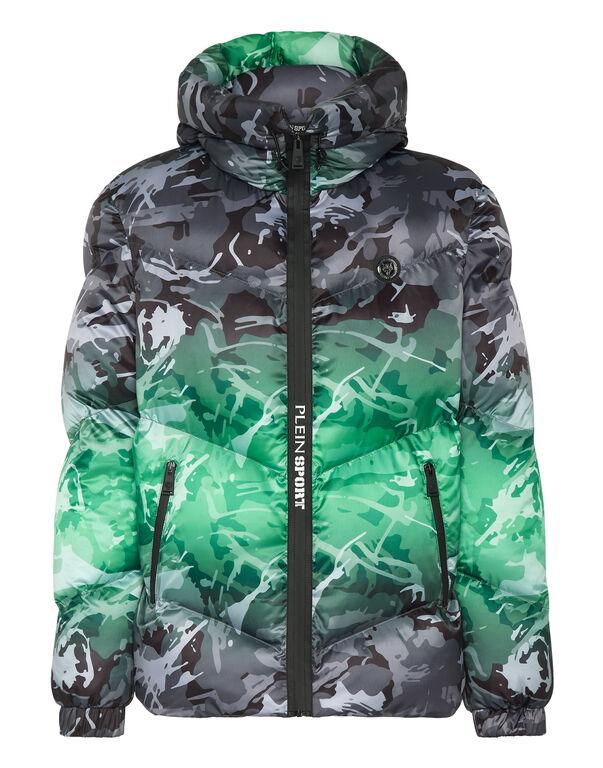 plein sport Nylon Padded Jacket Neon Amazon Edition (Camouflage) black+green fluo