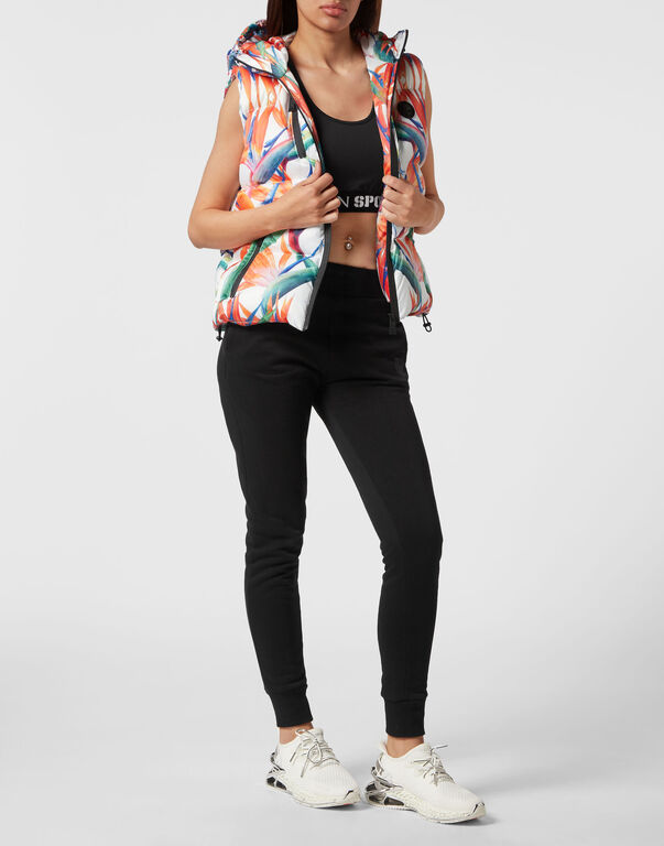 Plein Sport Nylon Puffer Gilet Flowers White / Multicolored