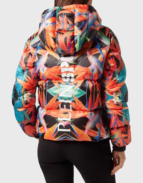 Plein Sport Nylon Puffer Jacket Flowers Black / Multicolored