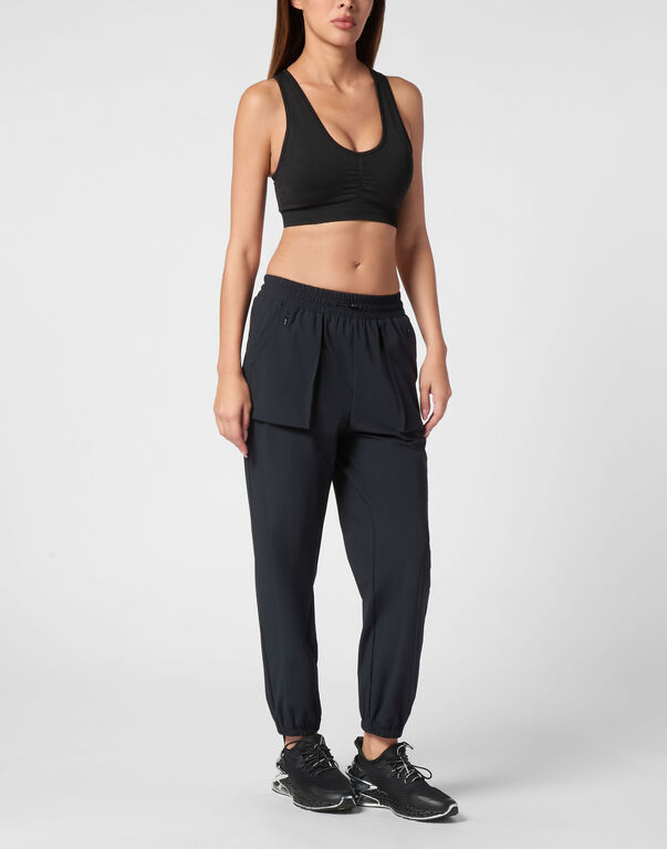 Plein Sport Nylon Stretch High Waisted Jogging Pants Black