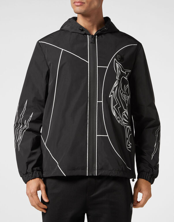 Plein Sport Nylon Windbreaker Tiger Court Edition Black