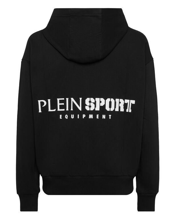 Plein Sport Oversize Zipped Hoodie Sweatshirt LS Scratch Black