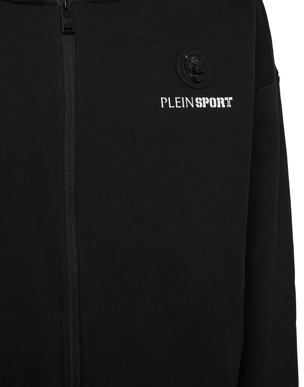 Plein Sport Oversize Zipped Hoodie Sweatshirt LS Scratch Black