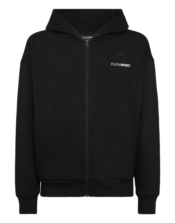 plein sport Oversize Zipped Hoodie Sweatshirt LS Scratch black