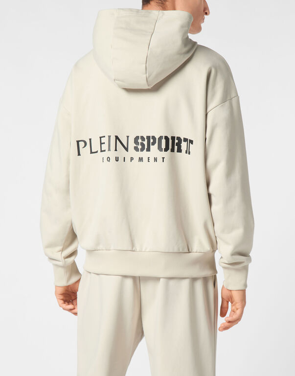 Plein Sport Oversize Zipped Hoodie Sweatshirt LS Scratch Grey