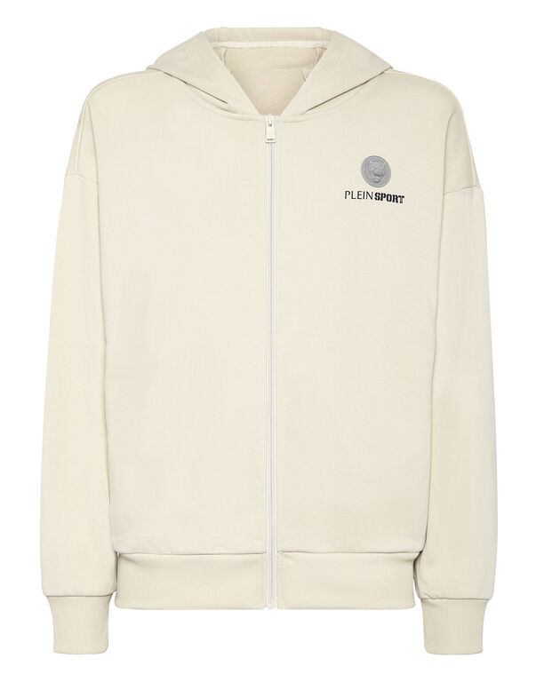 plein sport Oversize Zipped Hoodie Sweatshirt LS Scratch grey