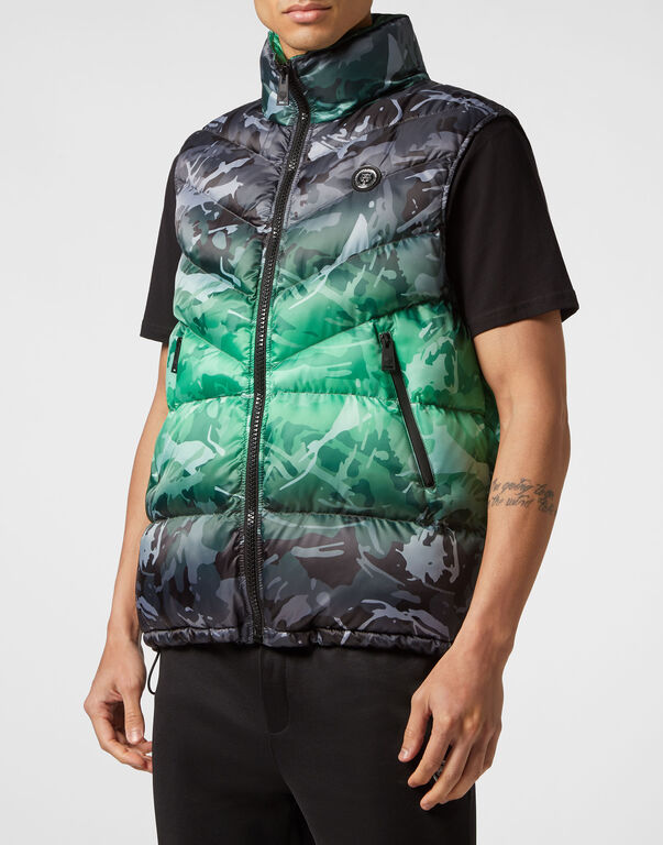 Plein Sport Padded Vest Neon Amazon Edition (Camouflage) Black+green Fluo