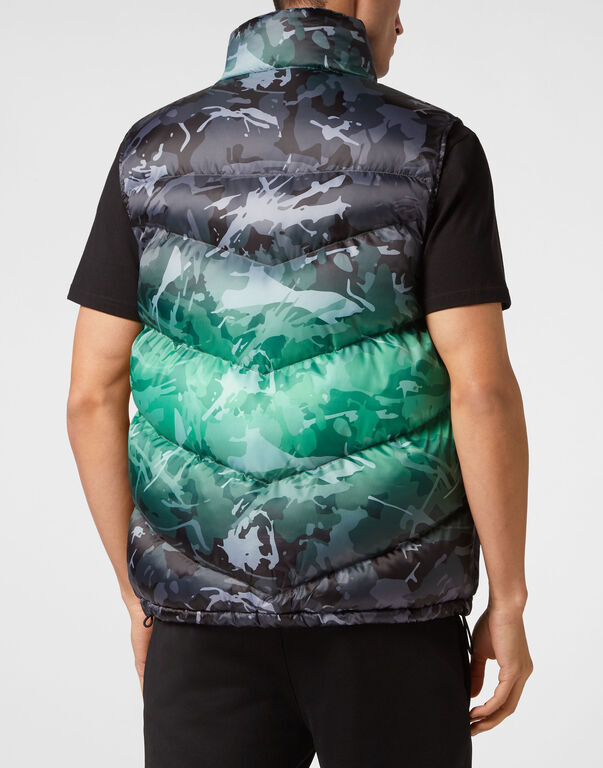 Plein Sport Padded Vest Neon Amazon Edition (Camouflage) Black+green Fluo