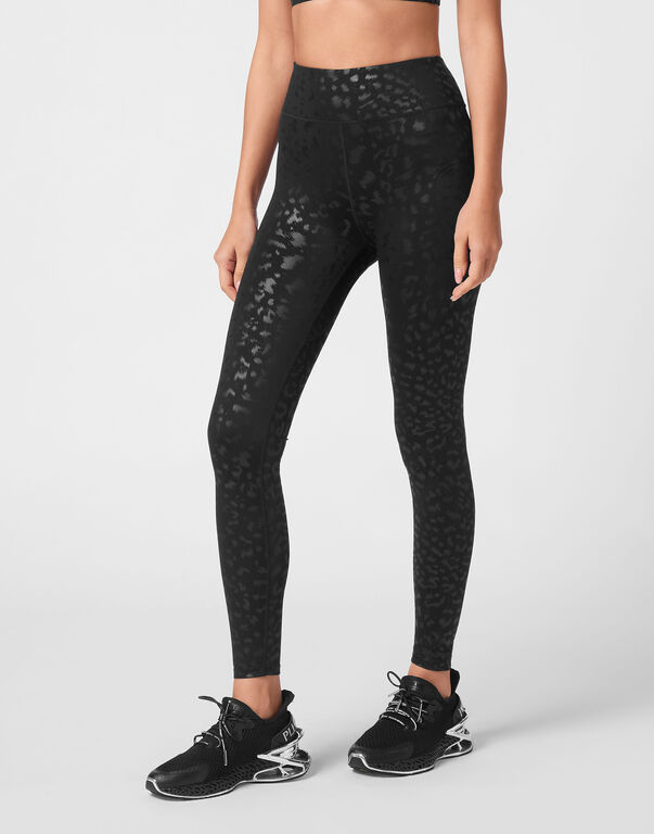 Plein Sport Black Leopard Push Up Leggings Black
