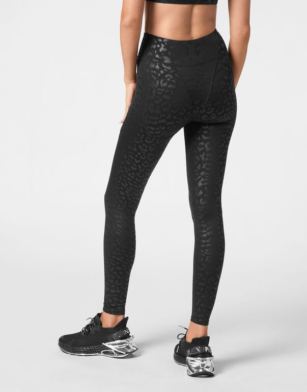 Plein Sport Black Leopard Push Up Leggings Black