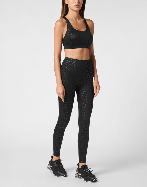 Plein Sport Black Leopard Sport Bra Black