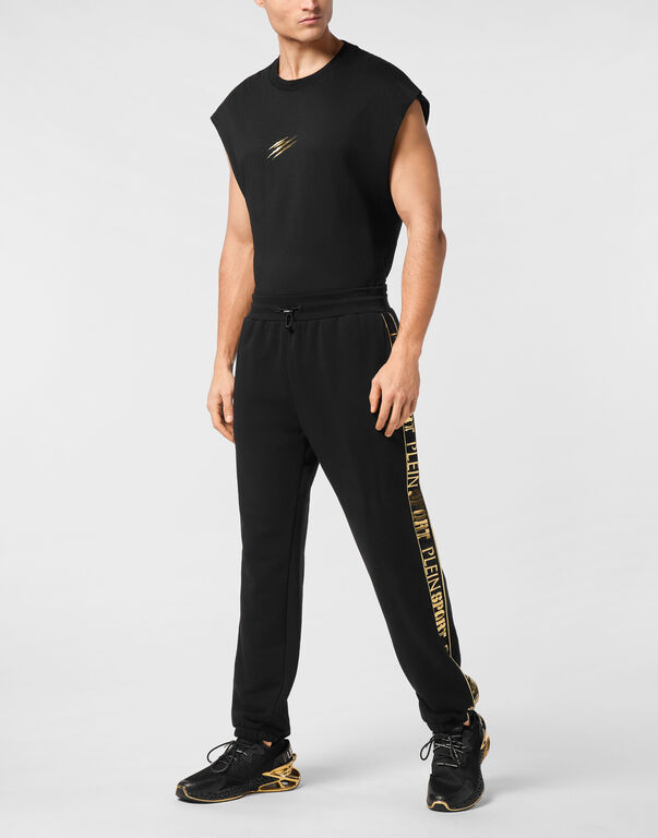 Plein Sport Cargo Pants Laminated Black/light Gold