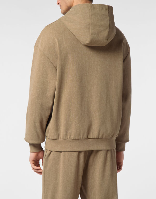 Plein Sport Cold Dye Hoodie Sweatshirt LS Military