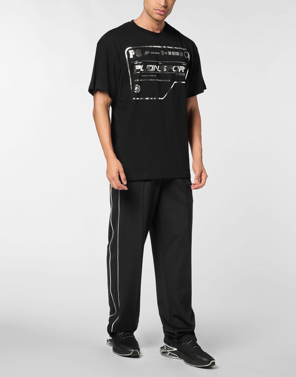 Plein Sport Cotton Round Neck T-Shirt Black / White