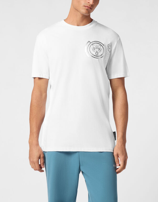 Plein Sport Plein Sport Cotton T-shirt Round Neck SS Lamina Tiger White/silver