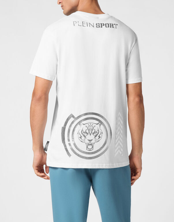 Plein Sport Plein Sport Cotton T-shirt Round Neck SS Lamina Tiger White/silver