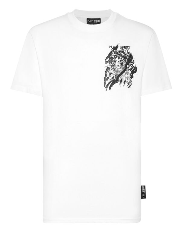 plein sport Plein Sport Cotton T-shirt Round Neck SS Tiger white / black