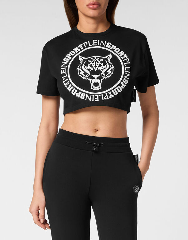 Plein Sport Crop T-shirt Round Neck SS Black