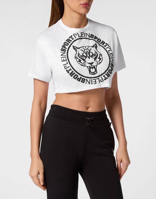 Plein Sport Crop T-shirt Round Neck SS White