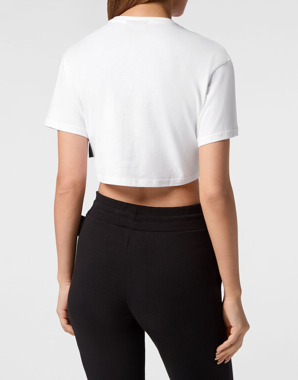 Plein Sport Crop T-shirt Round Neck SS White