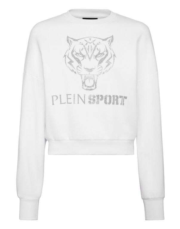 plein sport Cropped Hoodie Sweatjacket Tiger white