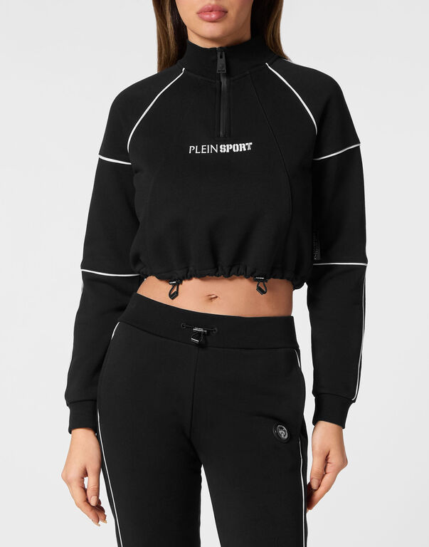 Plein Sport Cropped Hoodie Sweatshirt Black