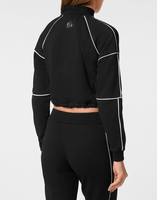 Plein Sport Cropped Hoodie Sweatshirt Black