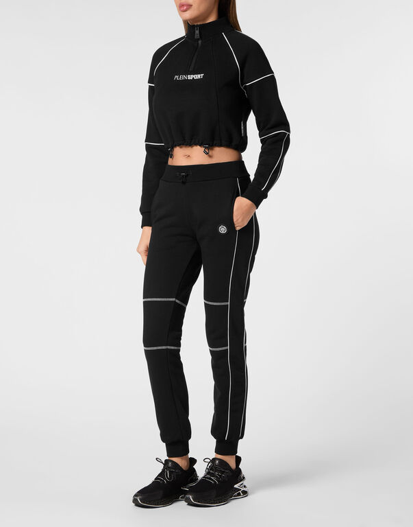 Plein Sport Cropped Hoodie Sweatshirt Black