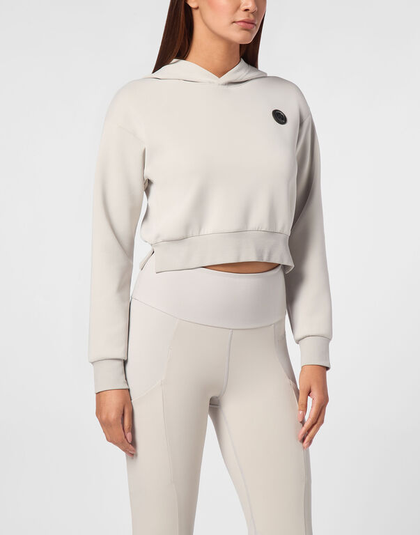 Plein Sport Cropped Hoodie Sweatshirt Grey