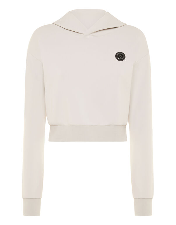 plein sport Cropped Hoodie Sweatshirt grey