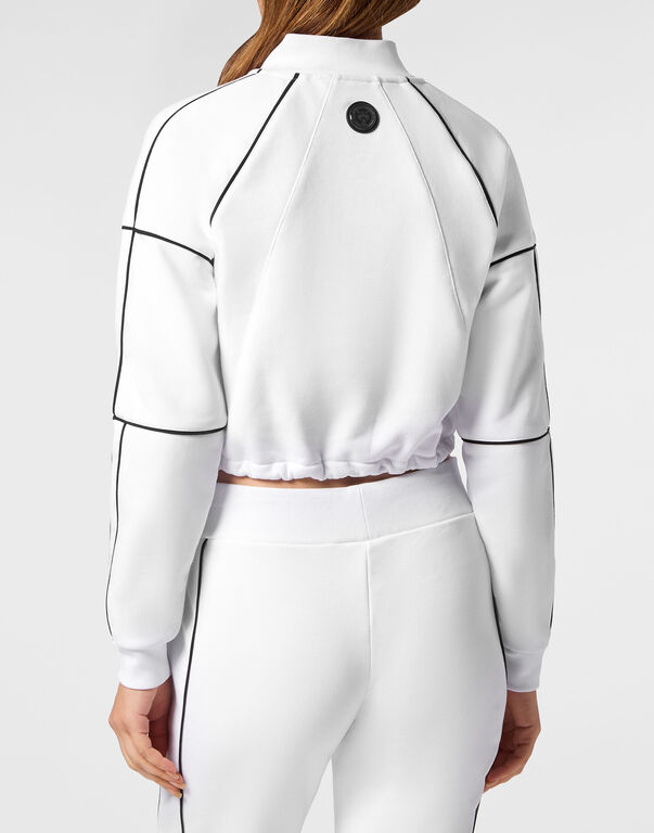 Plein Sport Cropped Hoodie Sweatshirt White