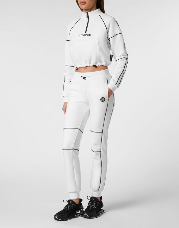 Plein Sport Cropped Hoodie Sweatshirt White