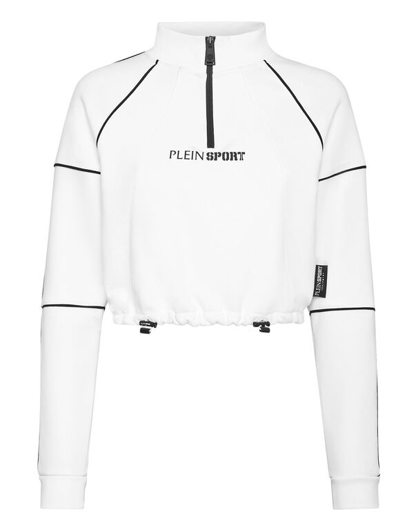 plein sport Cropped Hoodie Sweatshirt white