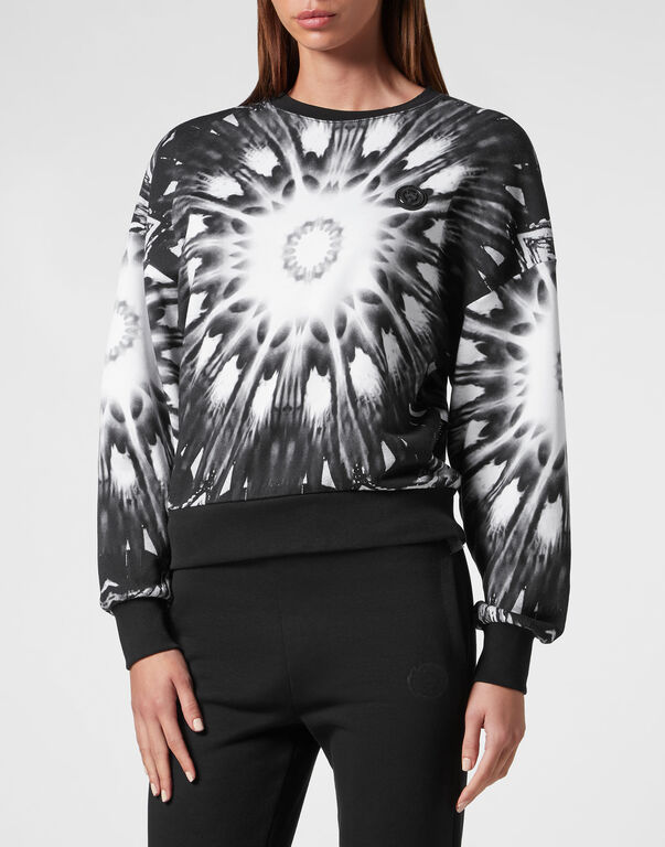 Plein Sport Cropped Roundneck Optical Flower Black
