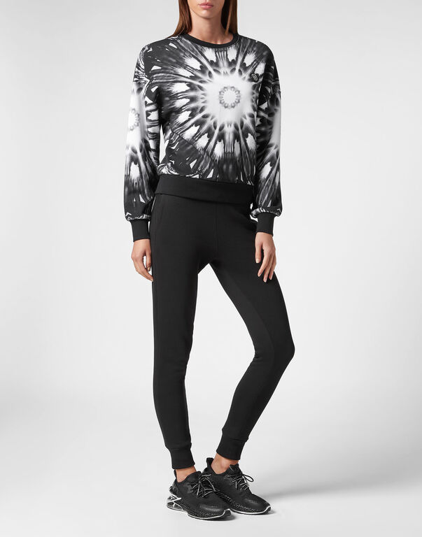 Plein Sport Cropped Roundneck Optical Flower Black